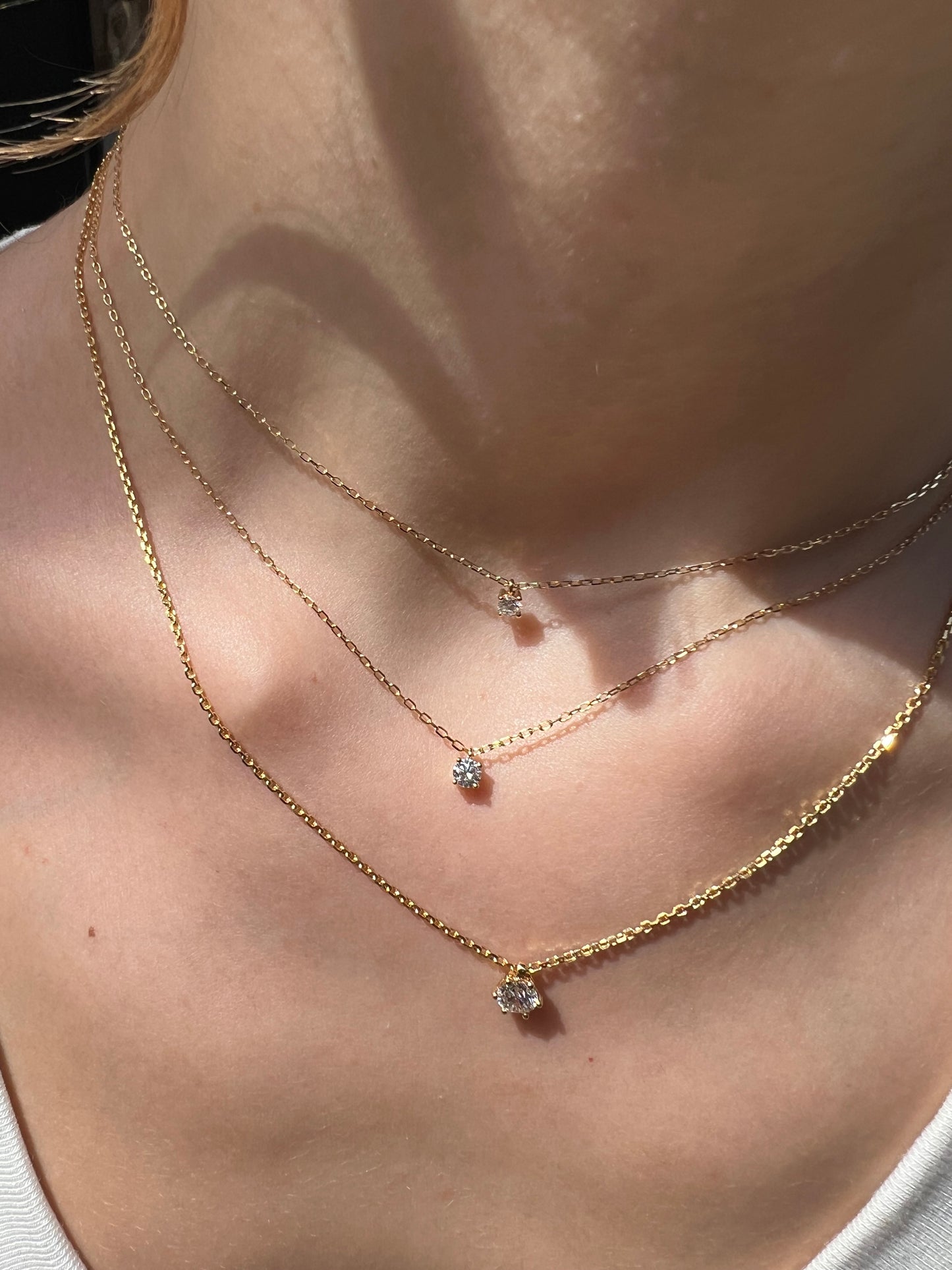 Sárga 18 kt arany 0,15 ct 4 karmos gyémánt nyaklánc