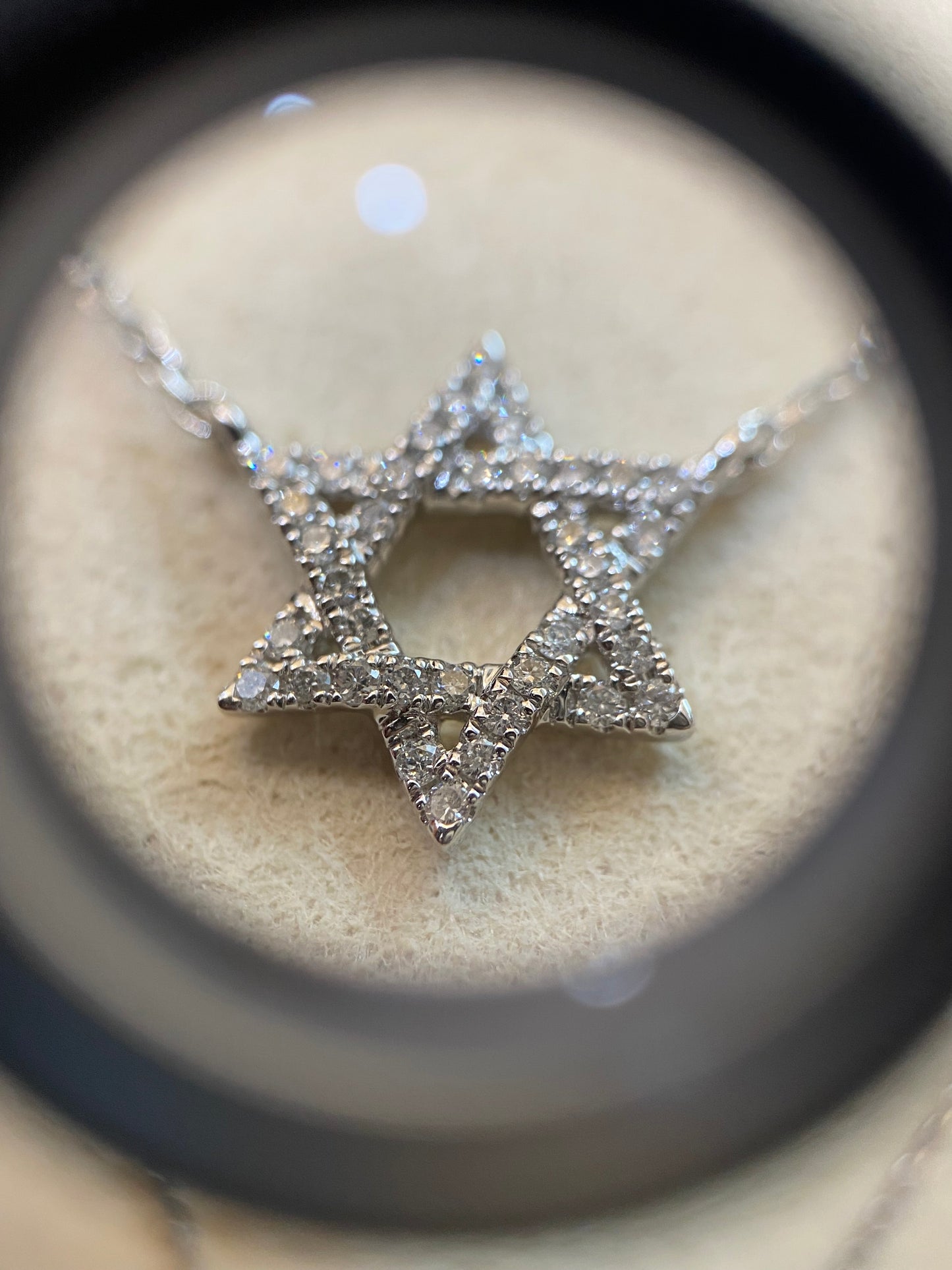 Fehér arany Dávid csillag nyaklánc