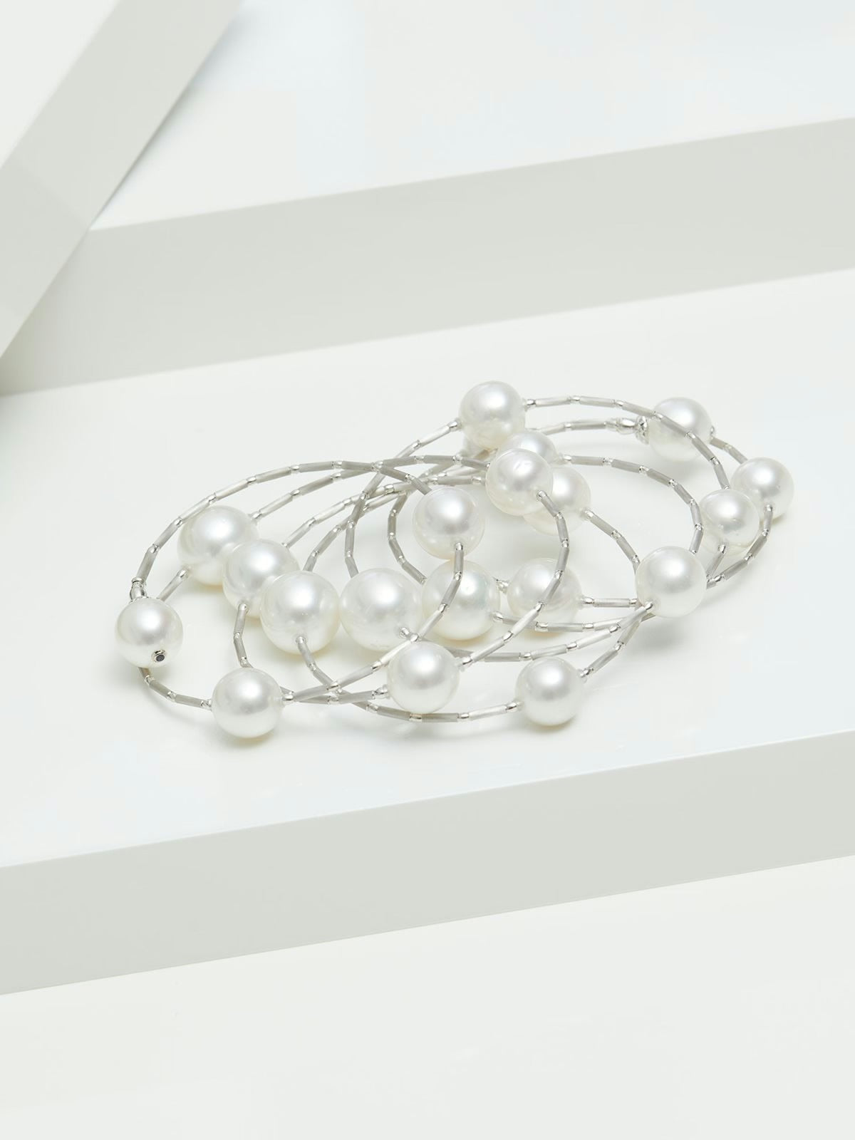 WRAPme Fehér arany karkötő déltengeri gyöngyökkel