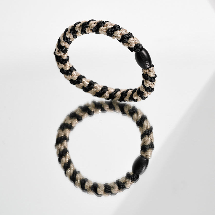 KKNEKKI Regular Hajgumi Black-Beige Glitter Stripe