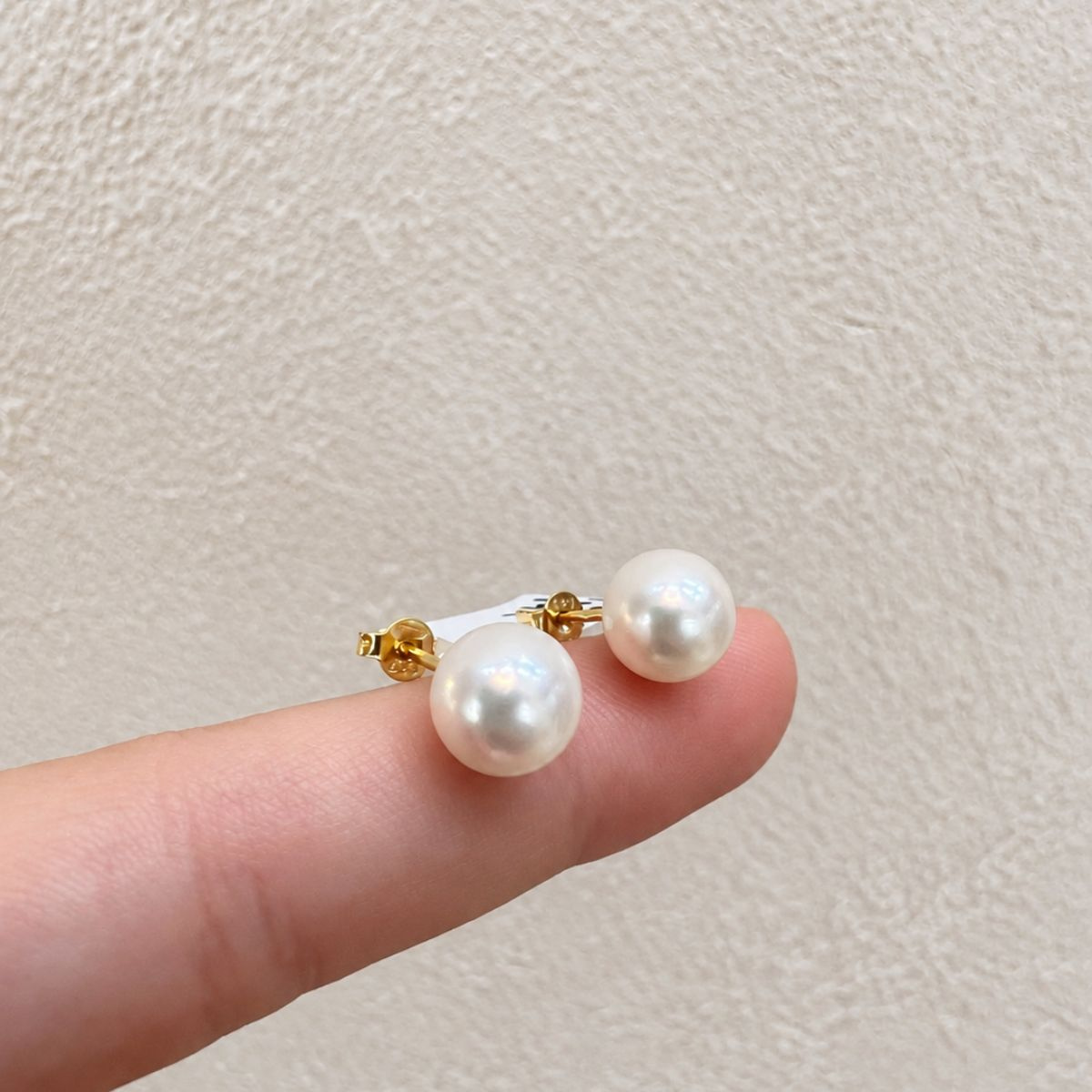 14 kt Sárga arany 7 mm gyöngy fülbevaló
