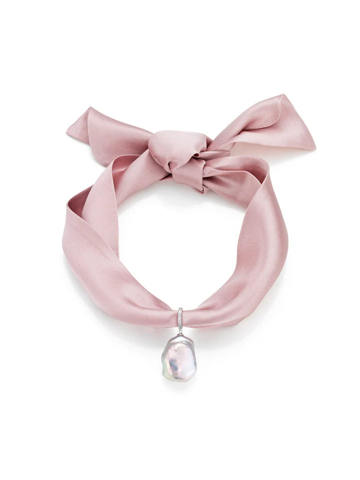 Selyem choker - rózsaszín