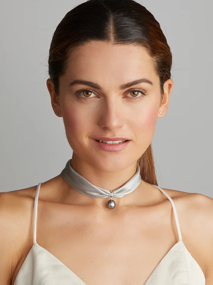 Selyem choker - szürke