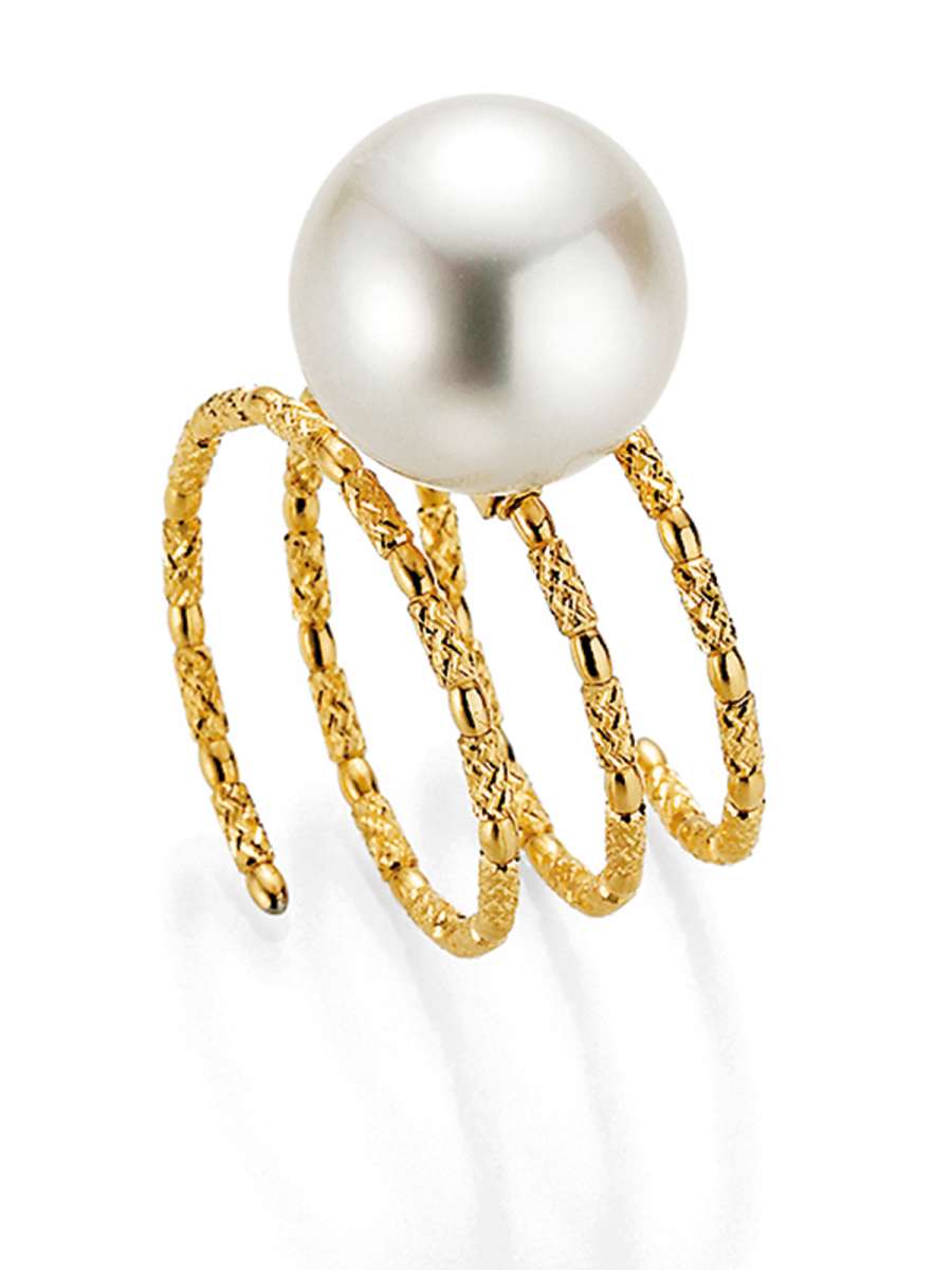 WRAP ME sárga arany gyűrű fehér dél-tengeri gyönggyel