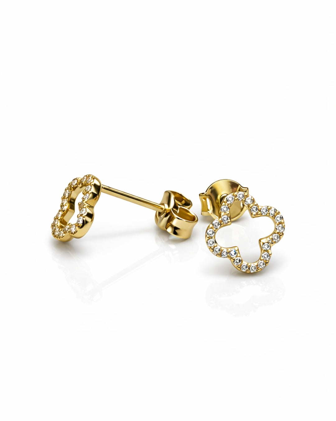 Sárga arany gyémánt virágos fülbevaló