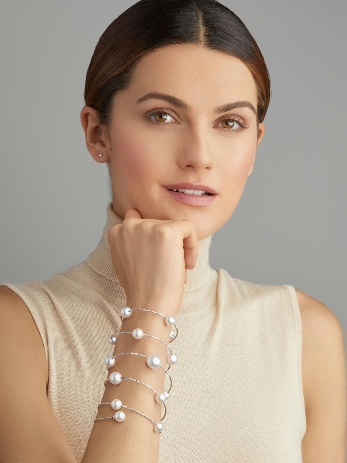 WRAPme Fehér arany karkötő déltengeri gyöngyökkel