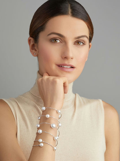 WRAPme Fehér arany karkötő déltengeri gyöngyökkel