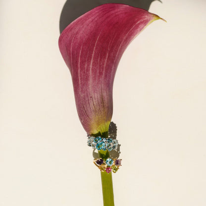 Sárga arany drágaköves gyűrű, színes topázzal