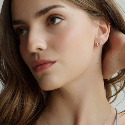 White gold diamond heart earrings