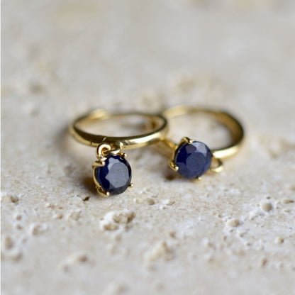 Sárga arany Zafír karika fülbevaló