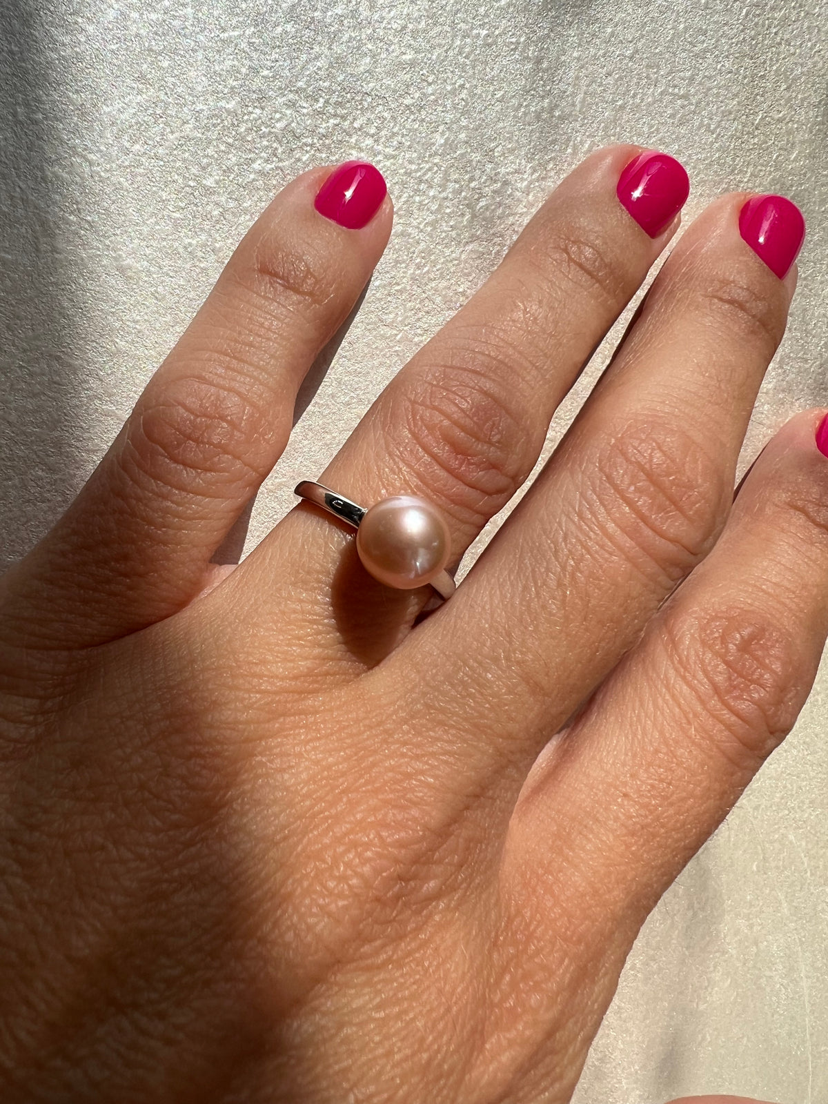 PINK PEARL silver ring with akoya pearl
