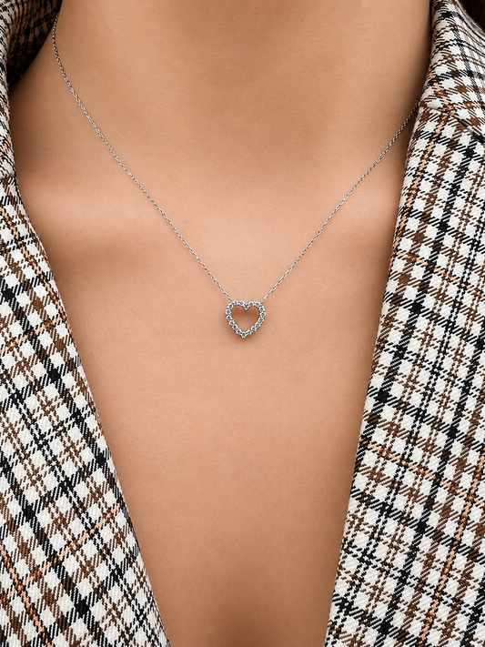 White gold diamond heart necklace 0.24ct