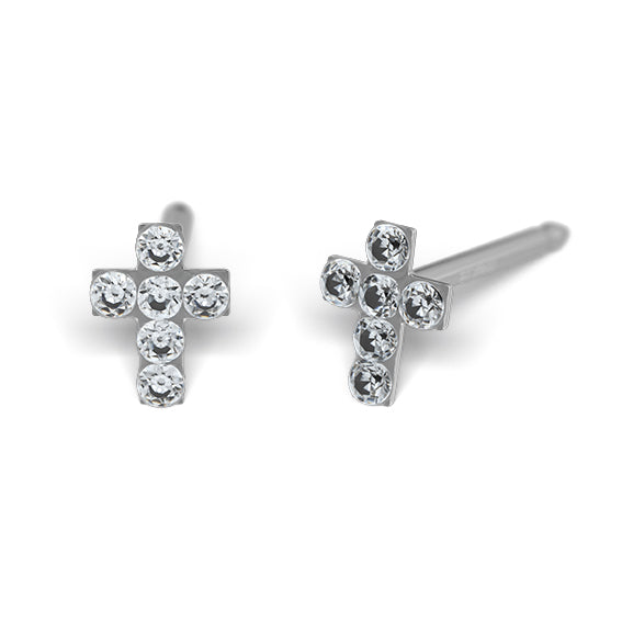 Studex kereszt 14 kt fehér arany fülbevaló