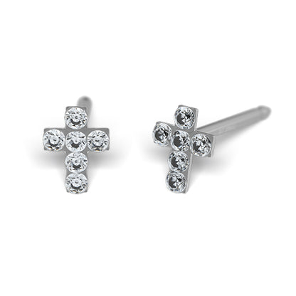 Studex kereszt 14 kt fehér arany fülbevaló