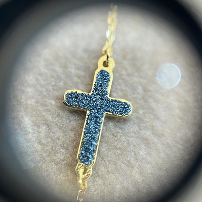 18K BLUE POWDER CROSS KARKÖTŐ