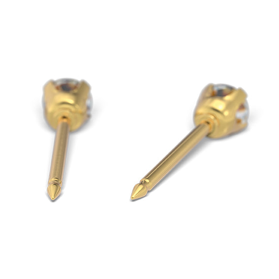 Studex 3 mm karmos 14 kt sárga arany cirkónia fülbevaló