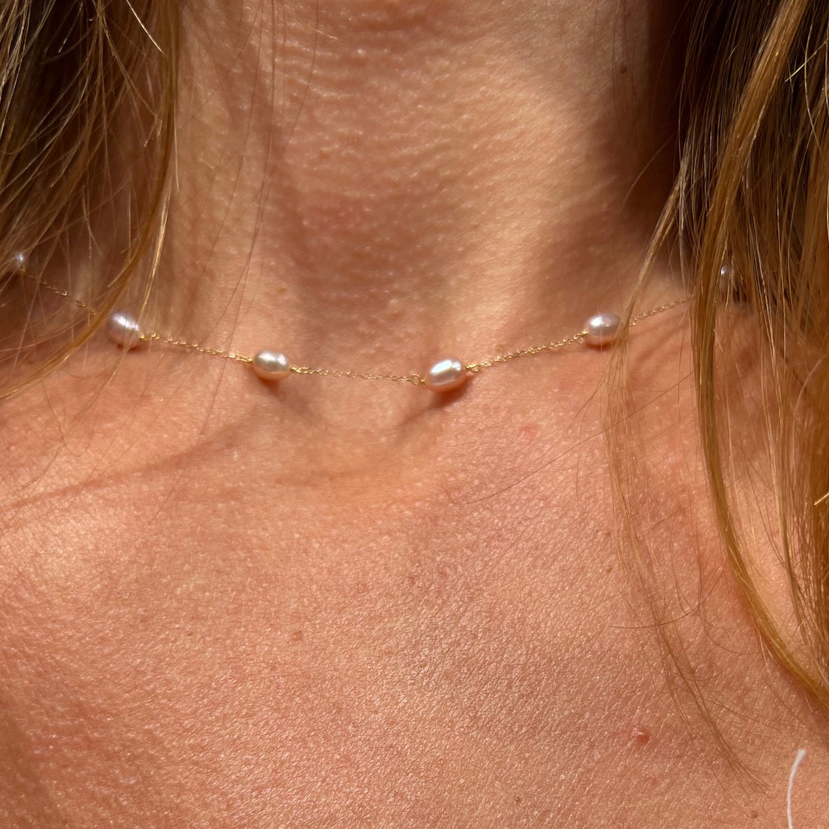 Maman et Sophie ovális pink gyöngyös 18 kt sárga arany nyaklánc