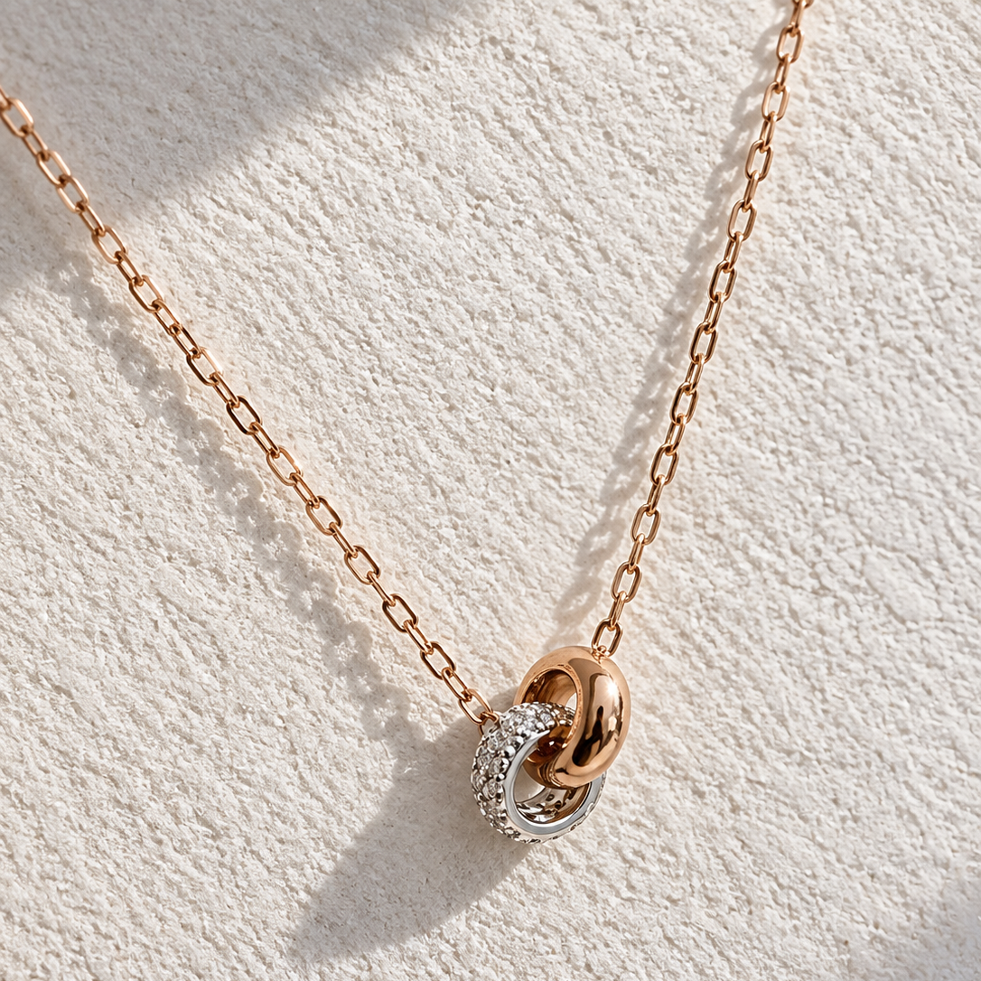 18 kt rose& fehér arany nyaklánc