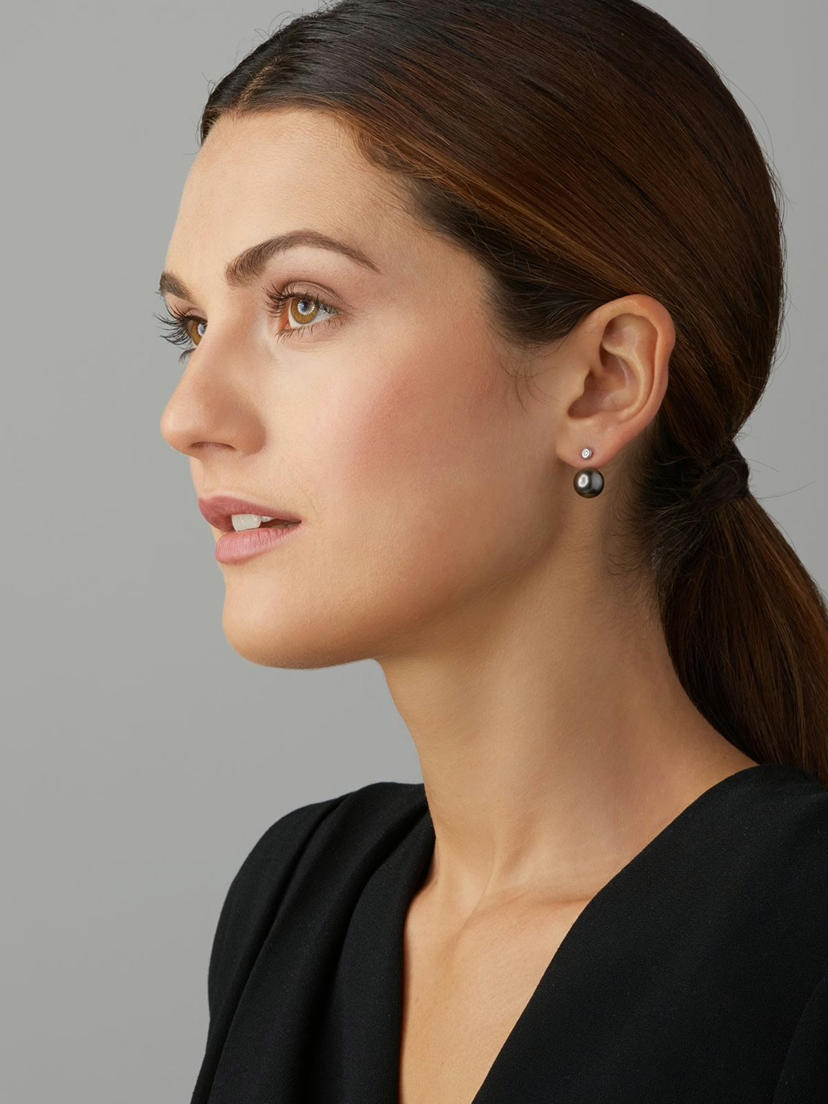 TAHITI gyöngy fülbevaló gyémánttal