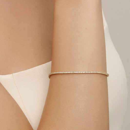 Sárga arany gyémánt tenisz karkötő