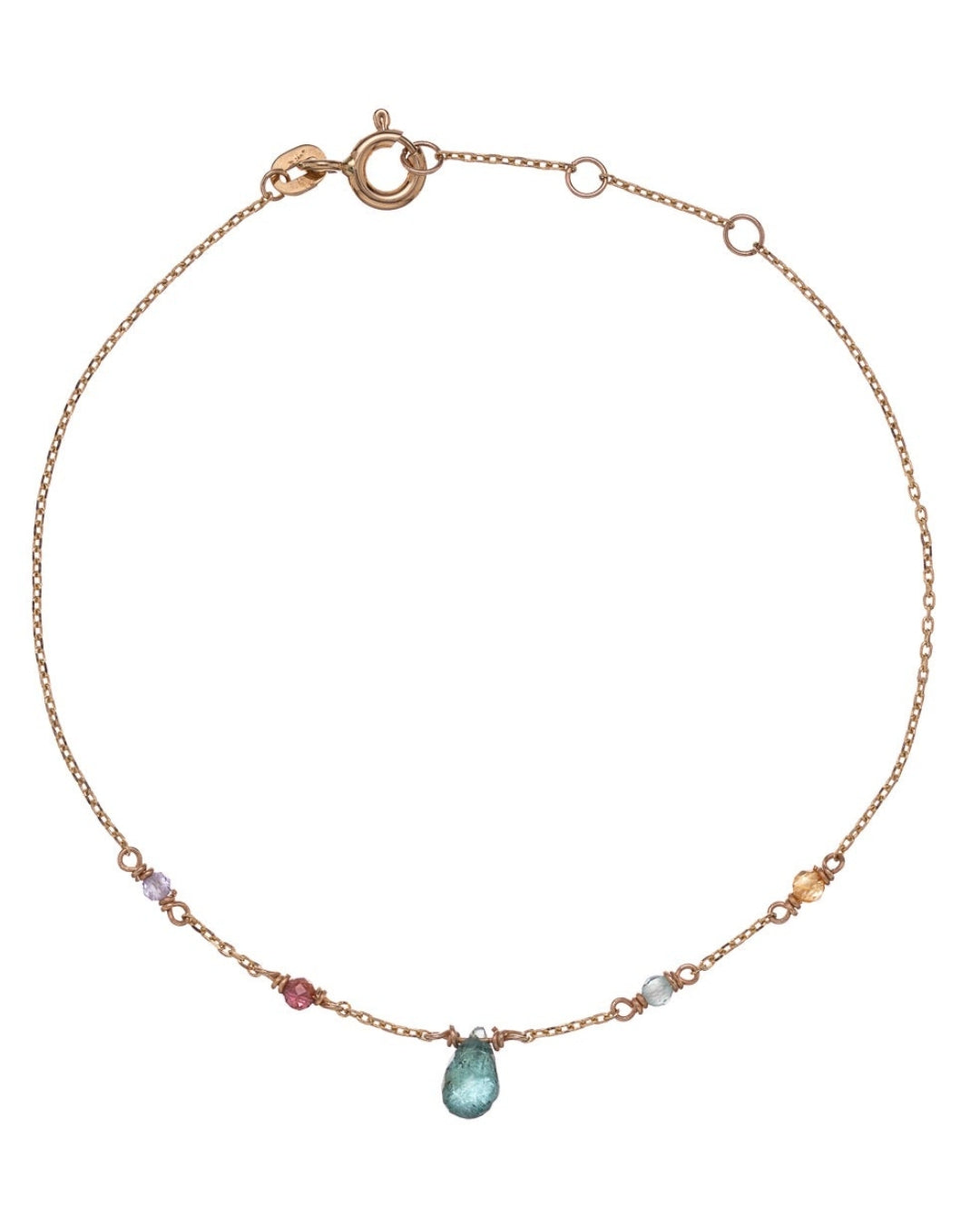 18K arany karkötő turmalin kövekkel