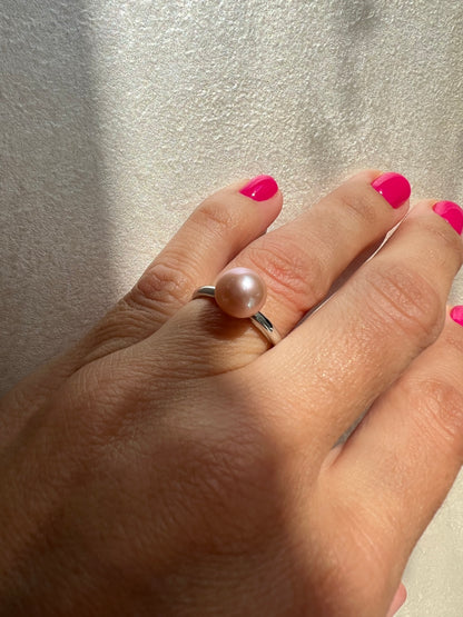 PINK PEARL silver ring with akoya pearl