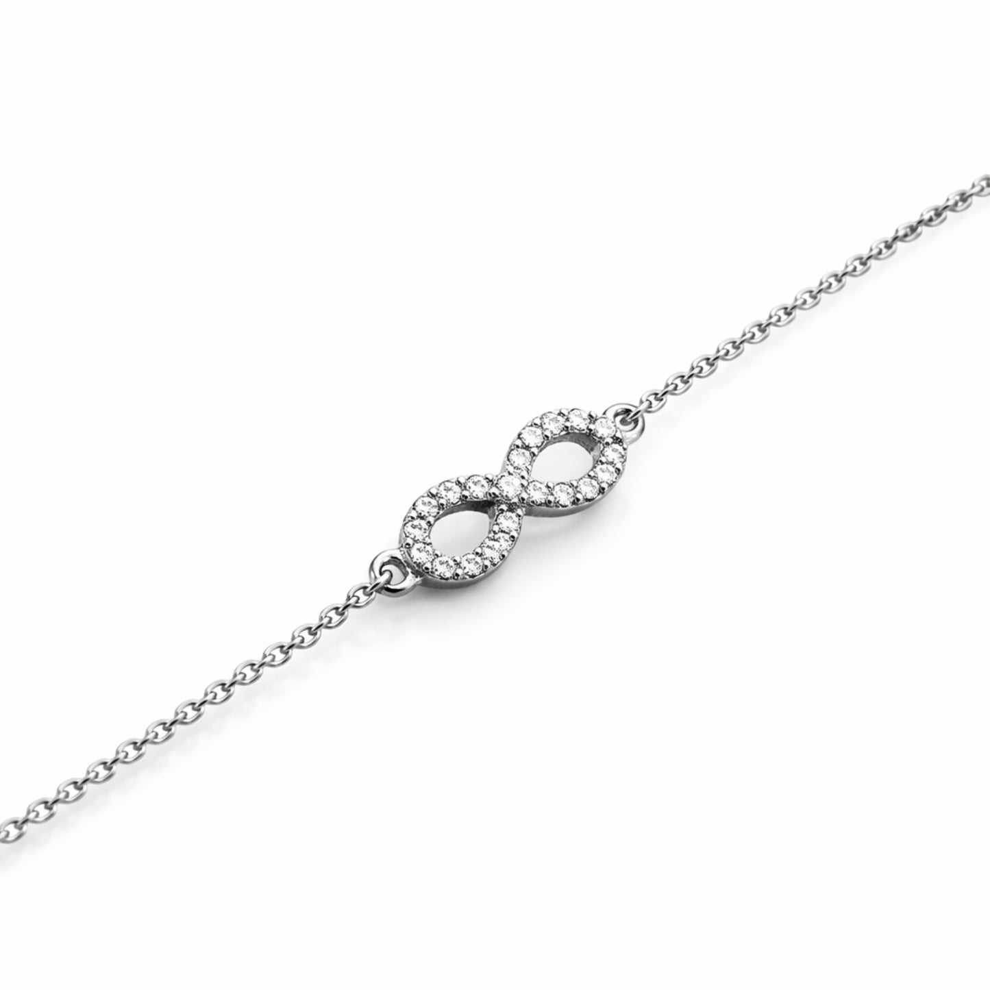 White gold diamond infinity bracelet