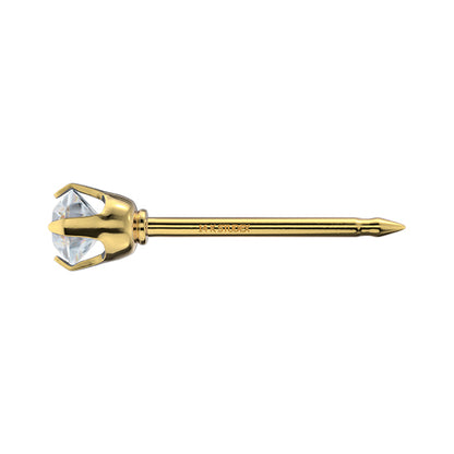 Studex 3 mm karmos 14 kt sárga arany cirkónia fülbevaló