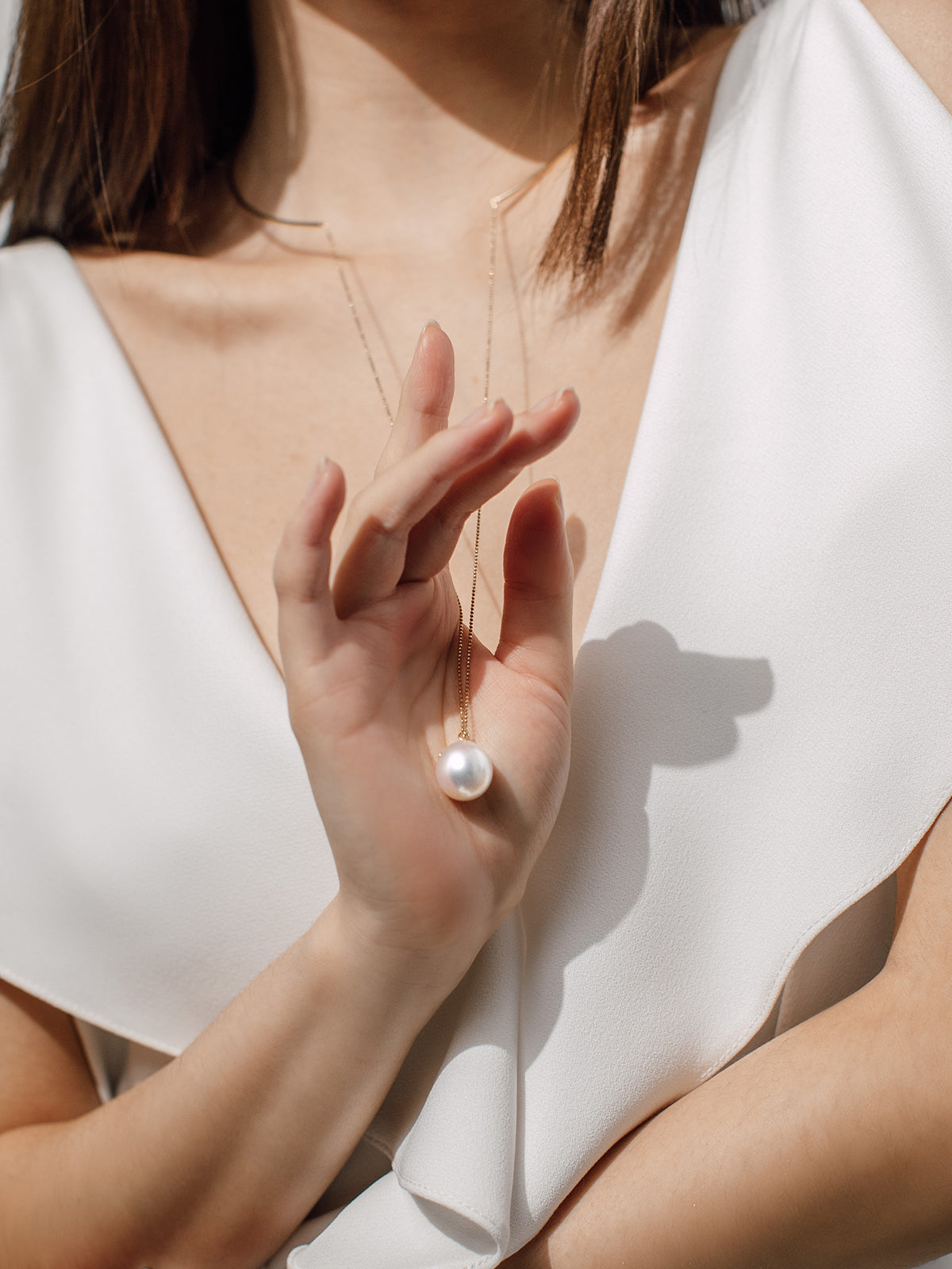 LOVE gold necklace with South Sea pearls
