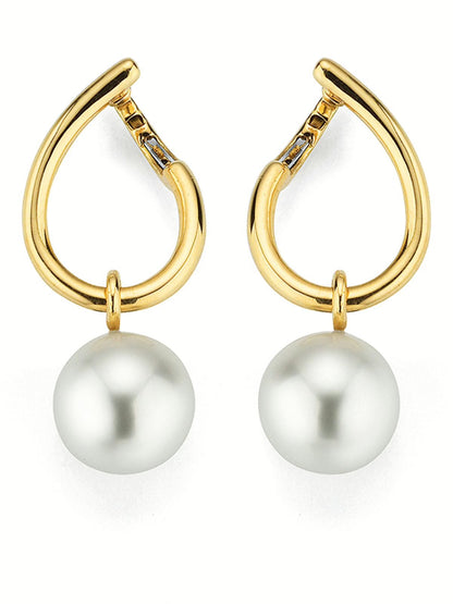 BALTHASAR sárga arany fülbevaló Déltengeri gyöngyökkel