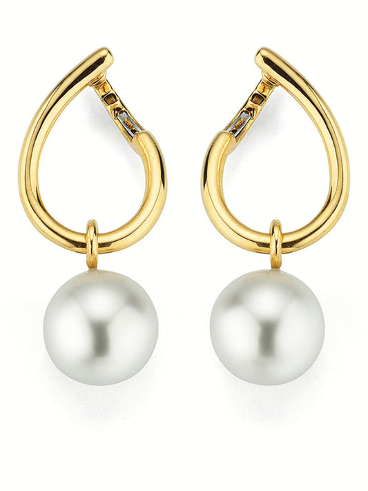 BALTHASAR sárga arany fülbevaló Déltengeri gyöngyökkel