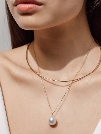 LOVE gold necklace with South Sea pearls