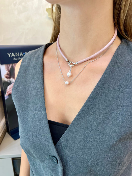 PINK PEARL ezüst nyaklánc&karkötő 2in1 rózsaszín édesvízi gyönggyel
