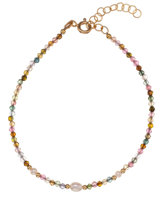 18K arany karkötő turmalin kövekkel és gyöngyökkel