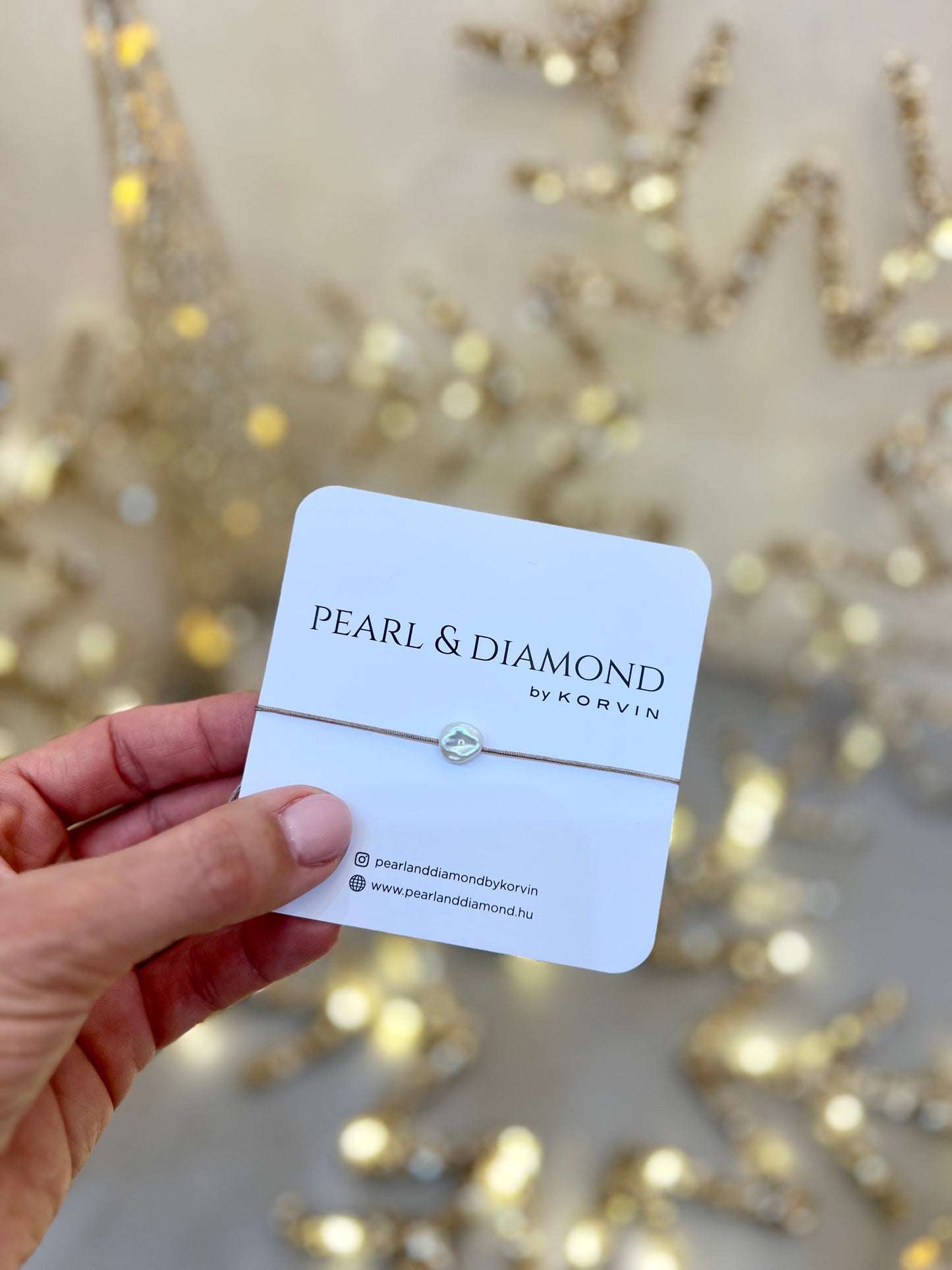 Pearl&Diamond Signiture bézs karkötő