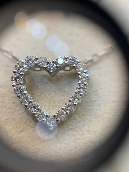 White gold diamond heart necklace 0.24ct