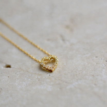 Sárga arany gyémánt szíves nyaklánc