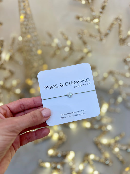 Pearl&Diamond Signiture oliva zöld karkötő