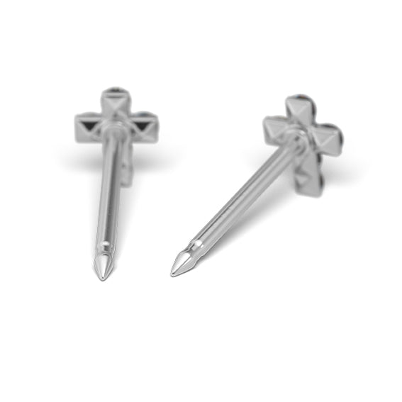 Studex kereszt 14 kt fehér arany fülbevaló