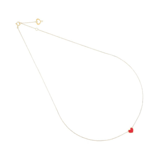 18KT RED ENAMEL HEART NYAKLÁNC