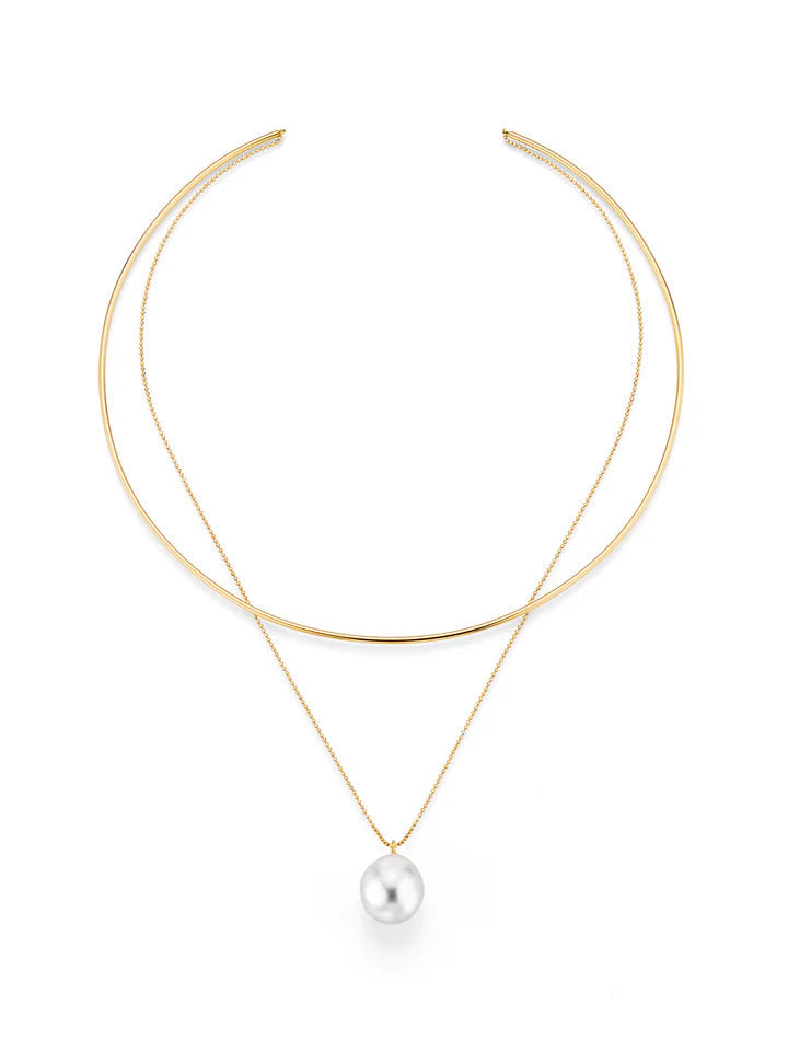 LOVE gold necklace with South Sea pearls