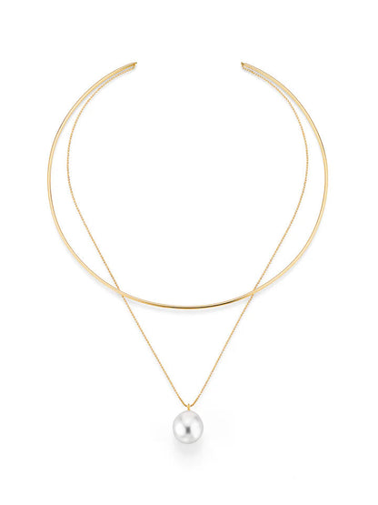LOVE gold necklace with South Sea pearls