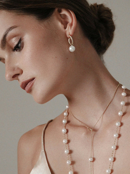 BALTHASAR sárga arany fülbevaló Déltengeri gyöngyökkel