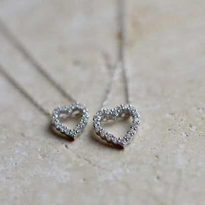 Fehér arany gyémánt nagy szíves nyaklánc