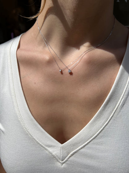 14 kt fehér arany 0,25 ct 6 karmos gyémánt nyaklánc