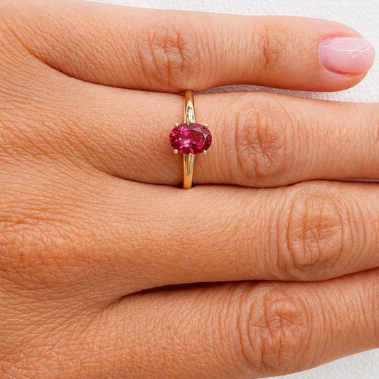 14 kt sárga arany pink topáz gyűrű