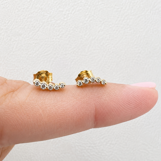 14 kt Sárga arany 0,08 ct gyémánt fülbevaló