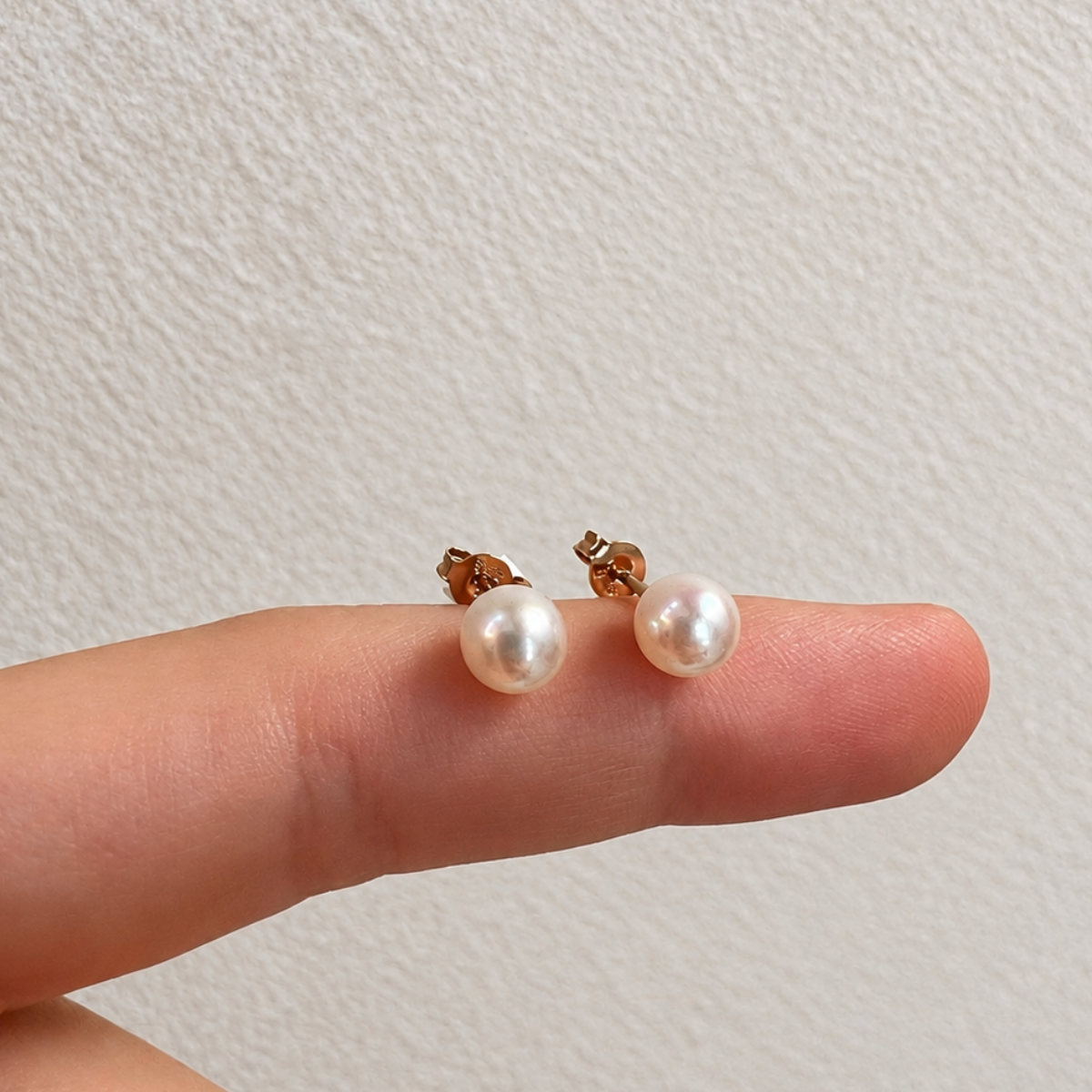 14 kt Sárga arany 6 mm gyöngy fülbevaló