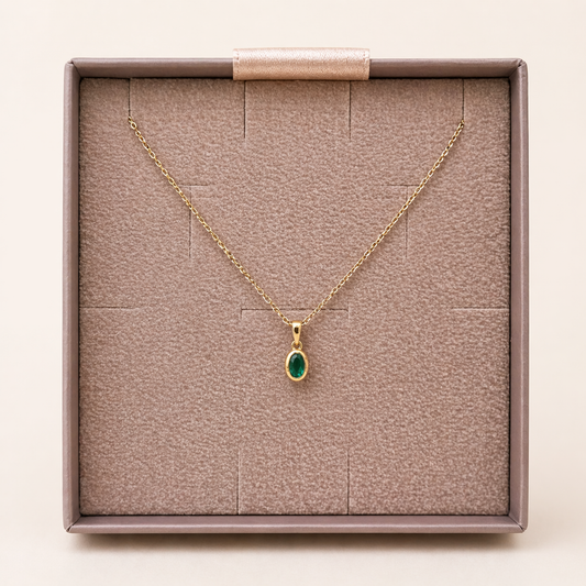 Sárga arany smaragd nyaklánc
