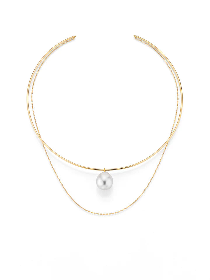 LOVE gold necklace with South Sea pearls